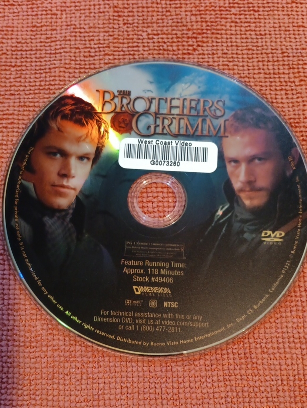 2/$8 The Brothers Grimm DVD *NO CASE*